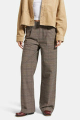 LUDLOW TROUSER PANT - BROWN/CREAM HOUNDSTOOTH -