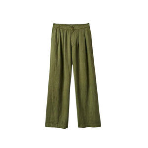 BRIXTON Vintage Linen Wide Leg Pant- Sea Kelp