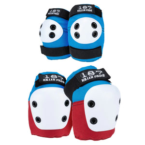 187 Killer Pads KNEE & ELBOW PAD COMBO PACK - RED/WHITE/BLUE